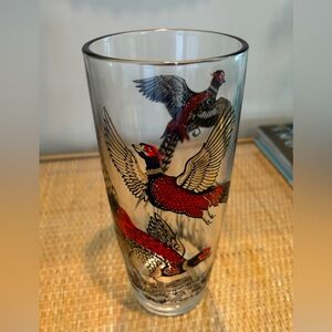 VINTAGE MID CENTURY BEAUTIFUL
"RING-NECKED PHEASANTS" MIXING/DRINKING GLASS